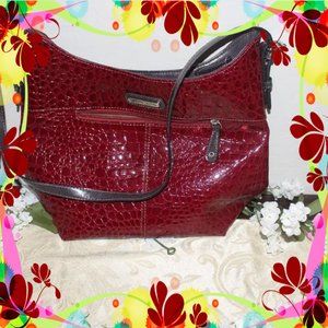 Jaclyn Smith Red/Burgundy Patent Faux croc purse